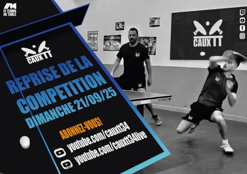 Reprise de la compétition au Caux TT – joueurs en pleine action en championnat sénior par équipes