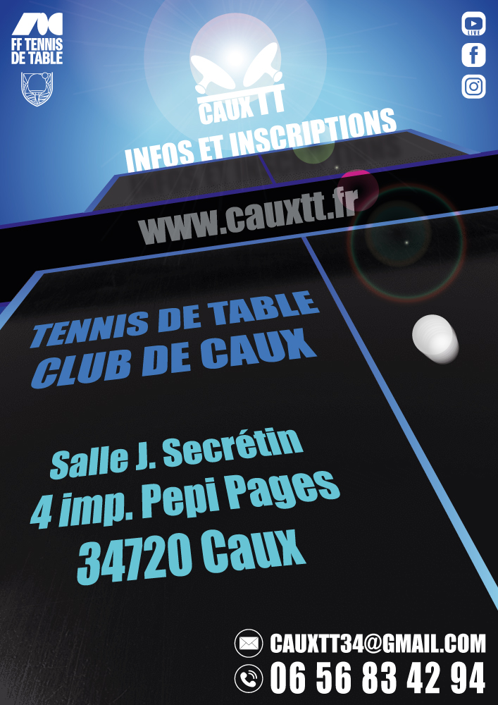 Inscriptions Caux TT : et si cette saison, tu passais de la table du salon à la vraie salle de ping ? 😏