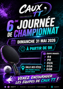 Dimanche 31 mai : Caux TT sort les muscles, les maillots et les excuses prêtes à l’emploi 🔥🏓